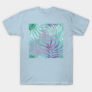 Purple Tropical Leaves Pattern T-Shirt